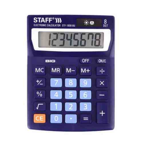 Настольный компактный калькулятор Staff STF-1808-BU арт. 1649663